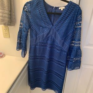 Shoshanna Blue Lace V-neck Dress